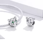 Ezüst charm 925, leopárdfej