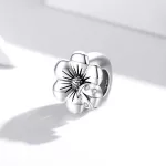 Ezüst charm 925, virág katicával