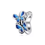 Ezüst charm 925, kék pillangók