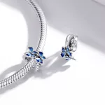 Ezüst charm 925, kék pillangók