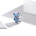 Ezüst charm 925, kék pillangók