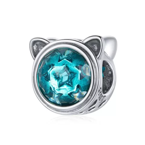Ezüst charm 925, macskafej