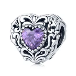 Ezüst charm 925, szív vintage stílusban