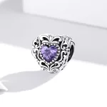 Ezüst charm 925, szív vintage stílusban