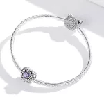Ezüst charm 925, szív vintage stílusban