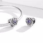 Ezüst charm 925, szív vintage stílusban