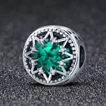 Ezüst charm 925, zöld hópehely