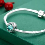 Ezüst charm 925, zöld hópehely
