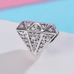 Ezüst charm 925, gyémántforma kristályokkal