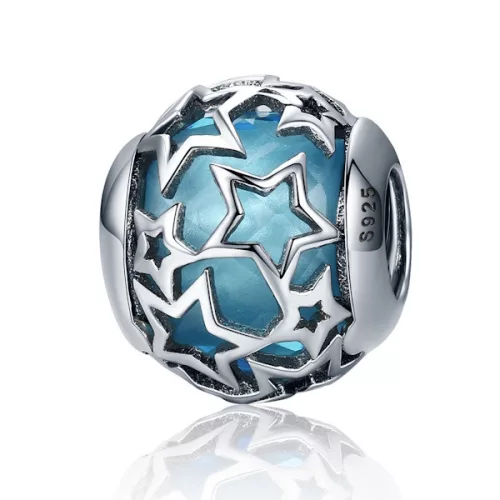Ezüst charm 925, gyöngy csillagokkal