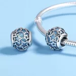 Ezüst charm 925, gyöngy csillagokkal