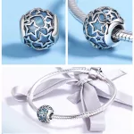 Ezüst charm 925, gyöngy csillagokkal
