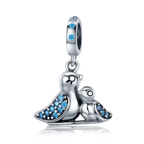 Ezüst charm 925, madárkák