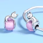 Ezüst charm 925, macska labdával
