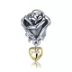 Ezüst charm (925), rózsa szívvel