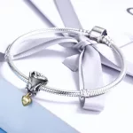 Ezüst charm 925, rózsa szívvel