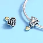Ezüst charm 925, rózsa szívvel
