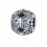 Ezüst charm 925, gyöngy pillangóval