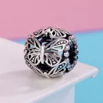 Ezüst charm 925, gyöngy pillangóval