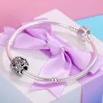 Ezüst charm 925, gyöngy pillangóval