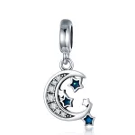 Ezüst charm 925, hold csillagokkal