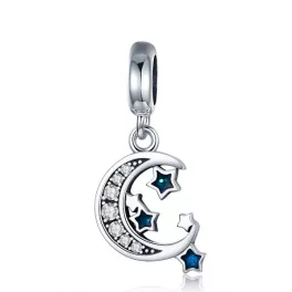 Ezüst charm 925, hold csillagokkal