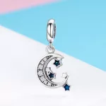 Ezüst charm 925, hold csillagokkal