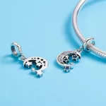 Ezüst charm 925, hold csillagokkal