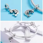 Ezüst charm 925, hold csillagokkal
