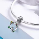 Ezüst charm 925, kismadár virágokkal