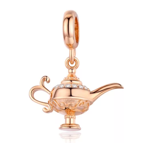 Ezüst charm, teáskanna, rózsaarany
