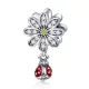 Ezüst charm 925, katica virággal