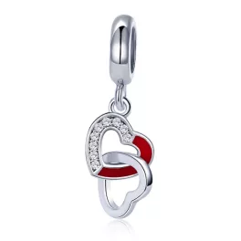 Ezüst charm 925, páros szív