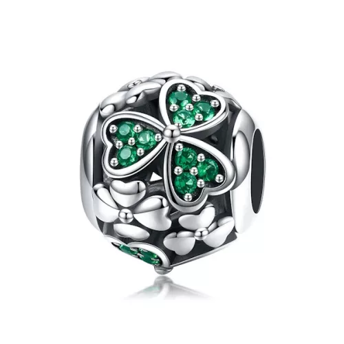 Ezüst charm 925, gyöngy lóherével