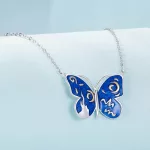 Ezüst női nyaklánc, kék pillangó