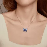 Ezüst női nyaklánc, kék pillangó