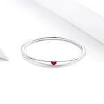 Ezüst eljegyzési gyűrű piros szívvel, 8-as méret