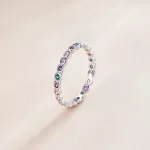 Ezüstgyűrű színes cirkóniumkristállyal, 10-es méret
