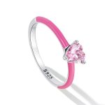 Ezüst női gyűrű, pink, 8-as méret