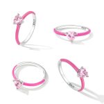 Ezüst női gyűrű, pink, 6-os méret