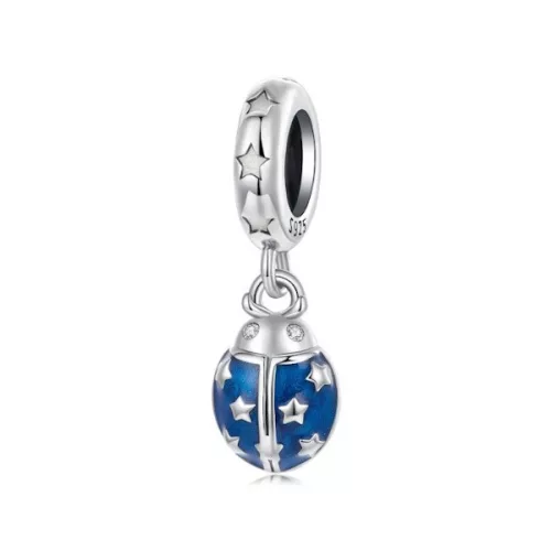 Ezüst charm 925, szerencsehozó katicabogár