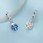 Ezüst charm 925, szerencsehozó katicabogár
